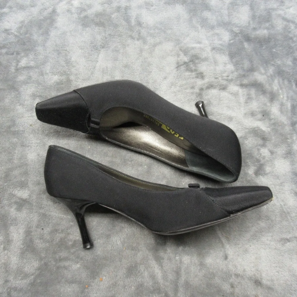 Salvatore Ferragamo Womens 4.5 B Black Pointed‎ Toe Bow Stiletto Heels Pumps